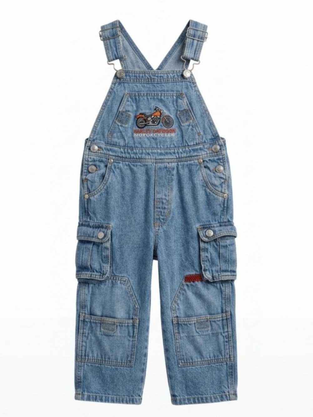 VINTAGE Harley Davidson Embroidered Jean Overalls Toddler Size 3
